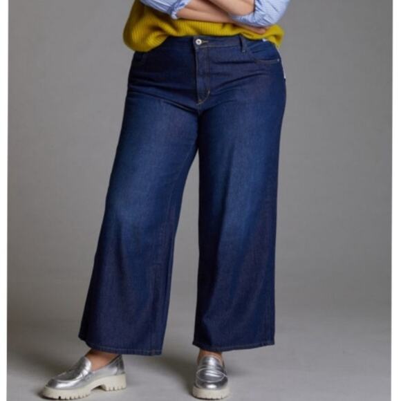 Pilcro Anthropologie The Annie Wide Leg Jean Dark Wash Size 31 Petite - Picture 1 of 7